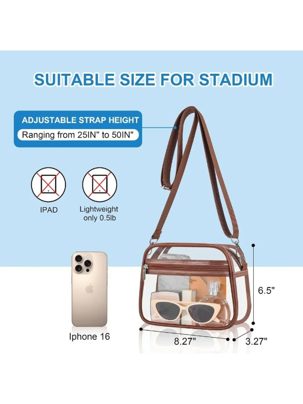 Stadium Approved Clear Bag for Events | Stylish Women's Top-Handle Handbag